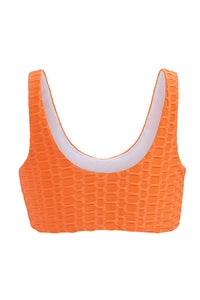 Orange Honeycomb Textured Bikini Top